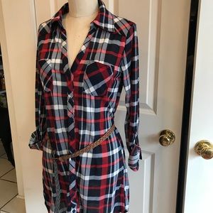 Plaid boyfriend shirt dress
